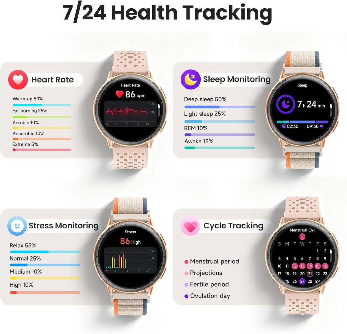 Reloj inteligente para mujer, GPS integrado, pantalla AMOLED ultra...