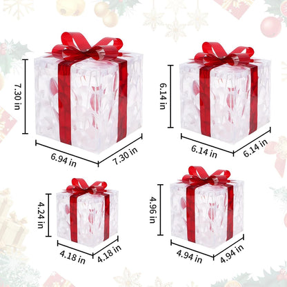 Juego de 4 cajas iluminadas de Navidad, decoración multicolor para...