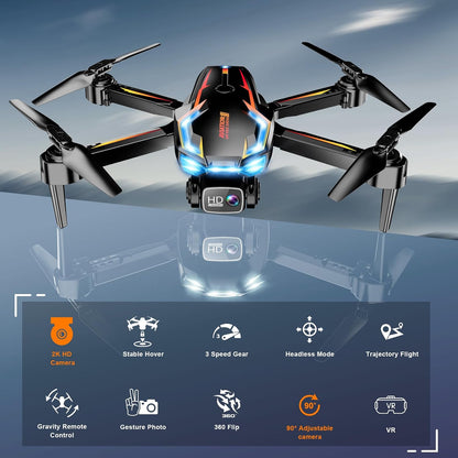 Dron con cámara para adultos, 2K HD FPV Drones con retención de alt...