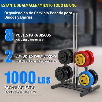 Kipika Soporte para árbol de placas de pesas, soporte para pesas de...