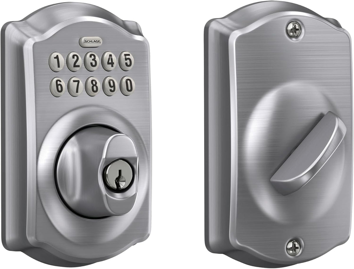 Schlage - Cerradura electrónica para teclado, borde Plymouth, cromo...