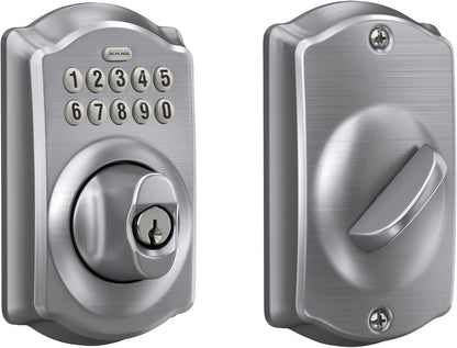 Schlage - Cerradura electrónica para teclado, borde Plymouth, cromo...