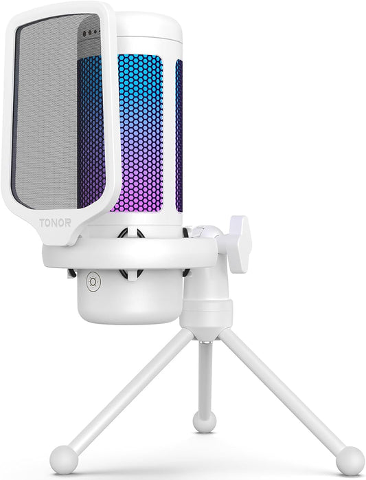 TONOR Micrófono para juegos, micrófono de PC RGB, micrófono USB de...