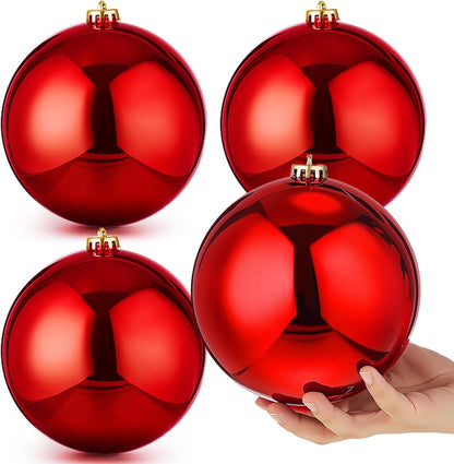 Zubebe - 4 bolas grandes de adornos de Navidad rojos brillantes de...