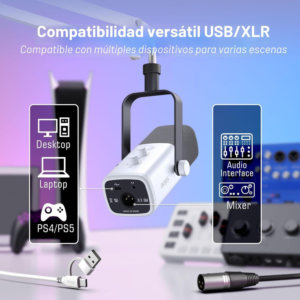FIFINE AmpliGame AM8TW - Kit de micrófono para juegos XLR\/USB | Mi...