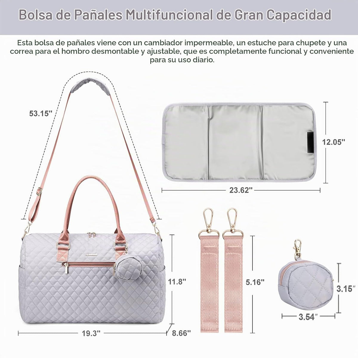 LOVEVOOK - Bolso para pañales con estuche para chupete y cambiador,...