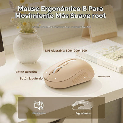 Teclado y mouse inalámbricos, tecla redonda, reposamuñecas magnétic...