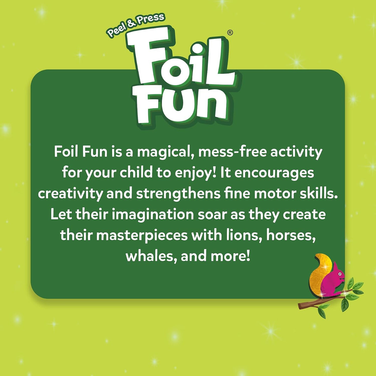 Skillmatics Foil Fun Animals Mega Pack, kit de arte de aluminio, re...