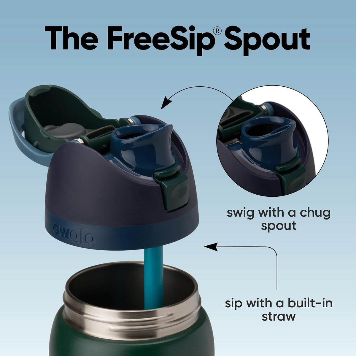 Owala FreeSip - Botella de agua de acero inoxidable de 32 oz con se...
