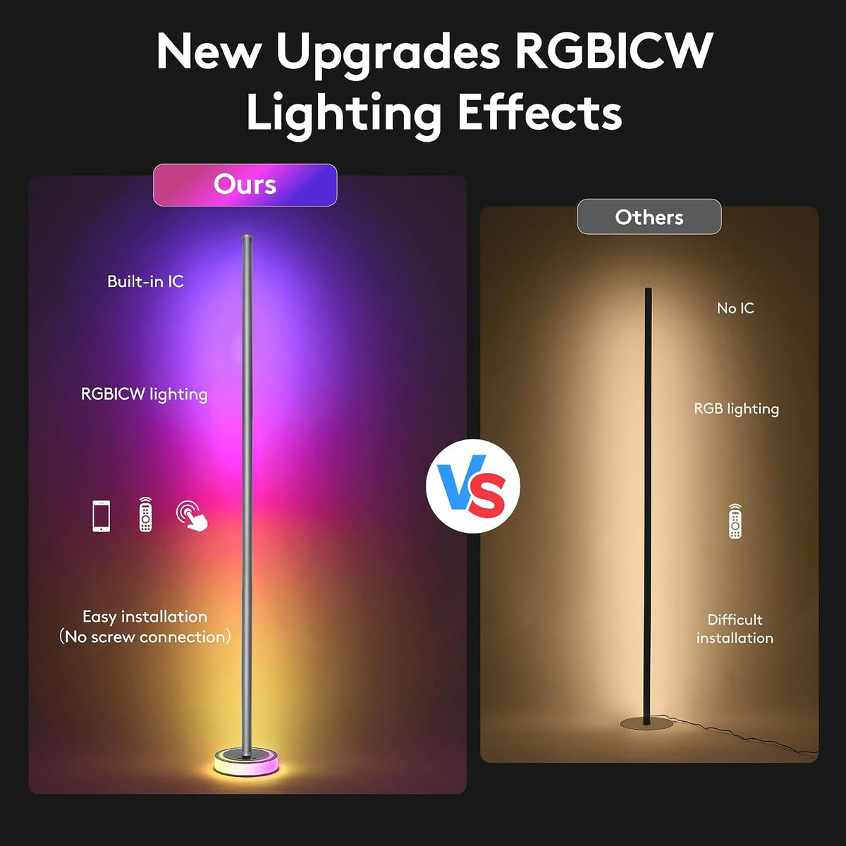 Wfiia RGBICW - Lámpara de pie inteligente LED de 59 pulgadas, ilumi...
