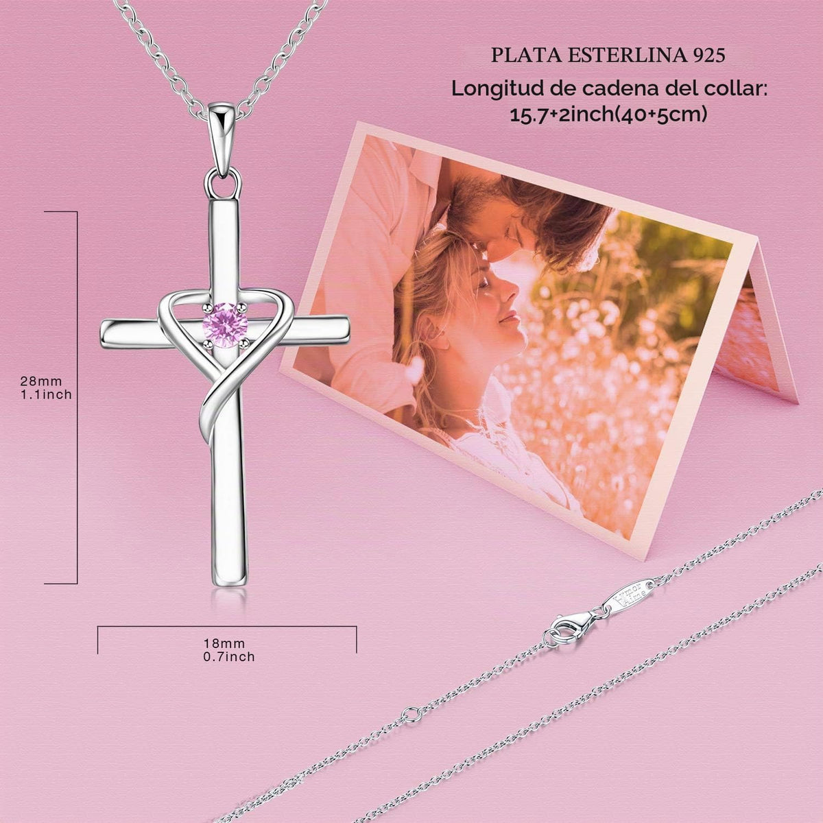 AmorAime Collar con cruz de plata de ley 925 para mujeres y hombres...