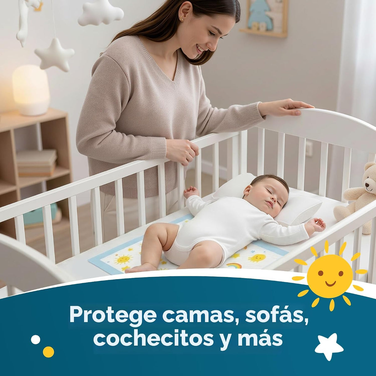 SunnyGuard Cambiadores desechables para bebé de 13 x 18 pulgadas, 5...