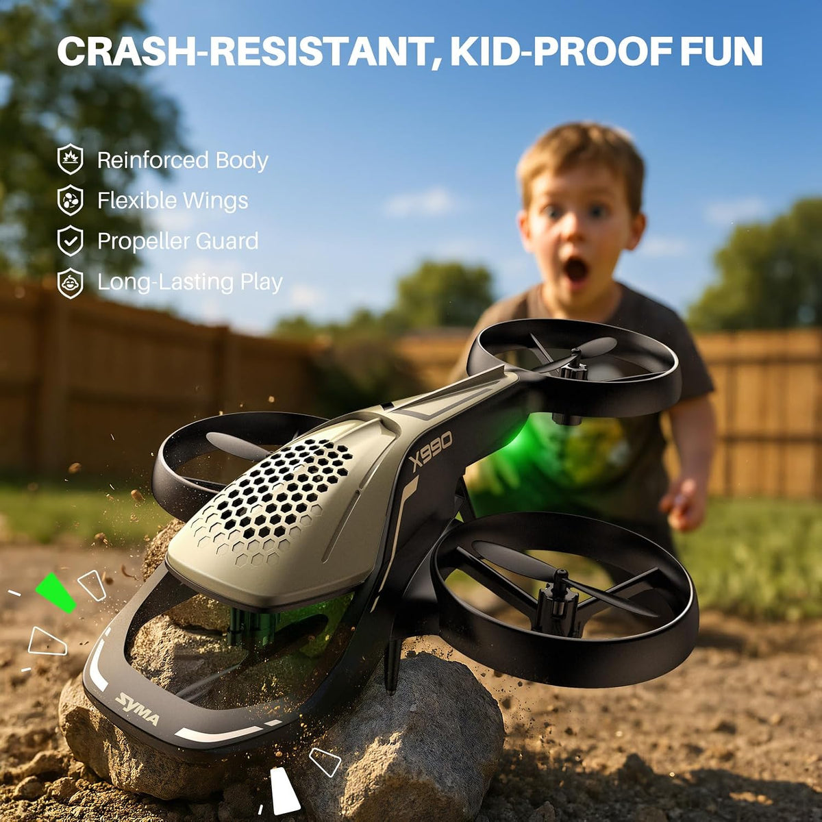 SYMA X990 - Avión RC para niños, acrobacias volando con protector d...