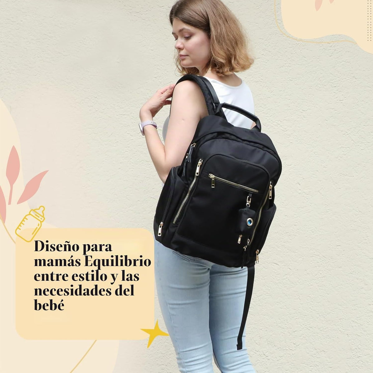 miss fong Mochila para pañales - Bolsa de pañales para mamá y papá...