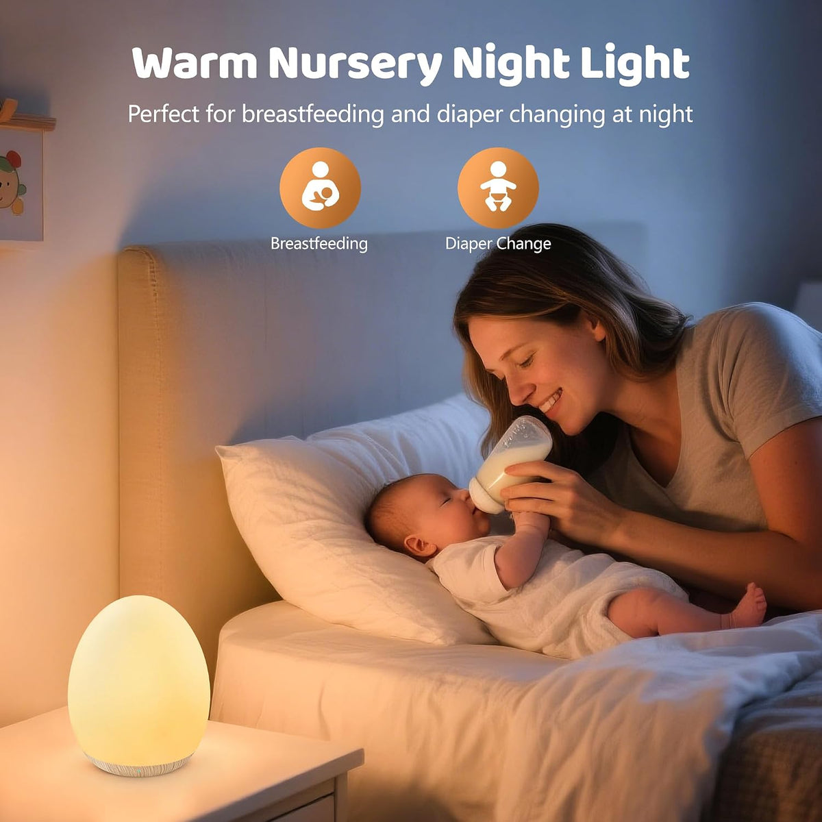 MediAcous Luz nocturna para niños, 7 colores cambiantes de luz de h...