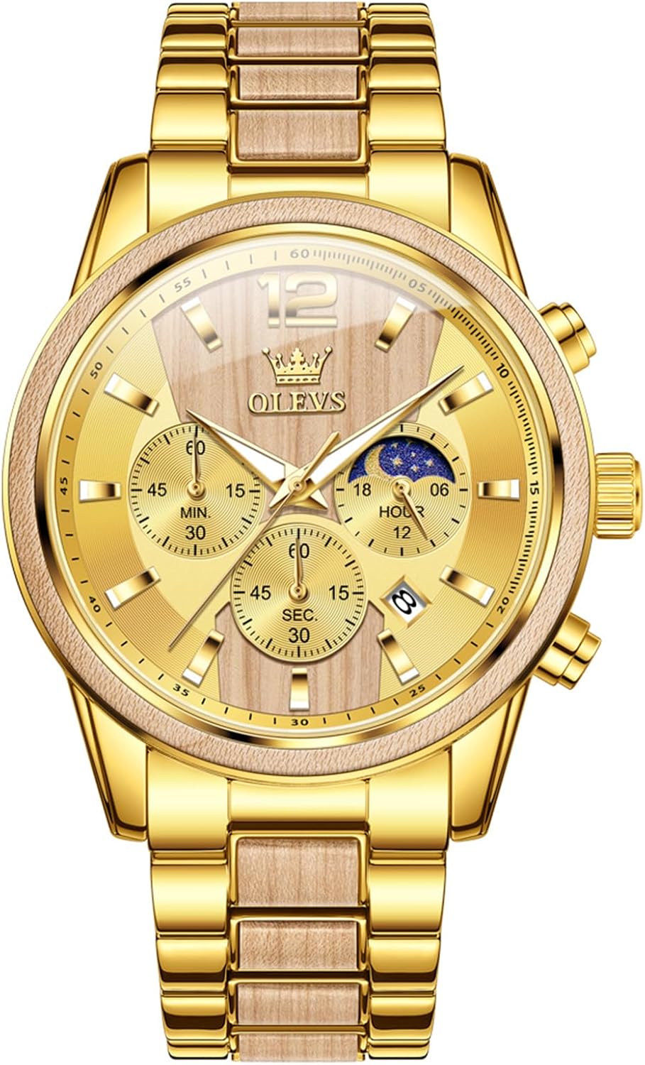 OLEVS Relojes de pulsera analógicos de cuarzo para hombre, cronógra...
