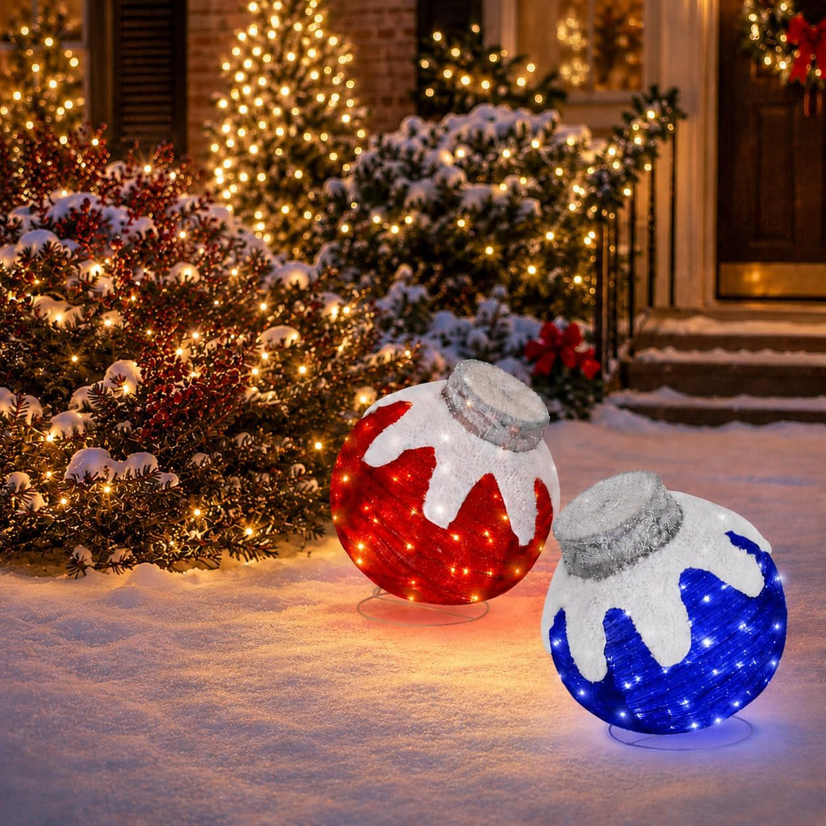 Adornos de Navidad para exteriores, decoración de bolas navideñas e...