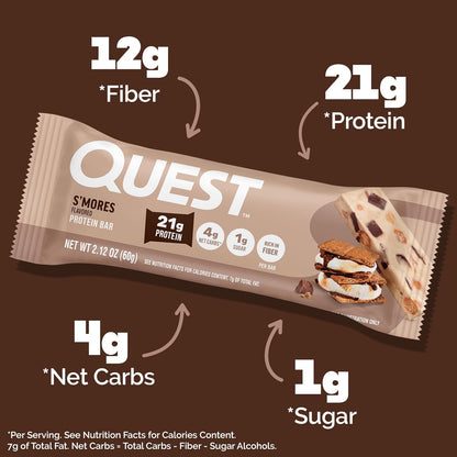 Barra de proteínas S'mores, alta proteína, baja en carbohidrato...