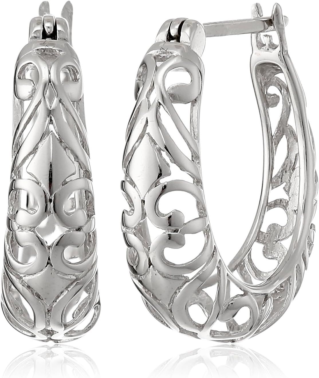 Amazon Collection - Aretes de aro de filigrana abierta en plata de ley