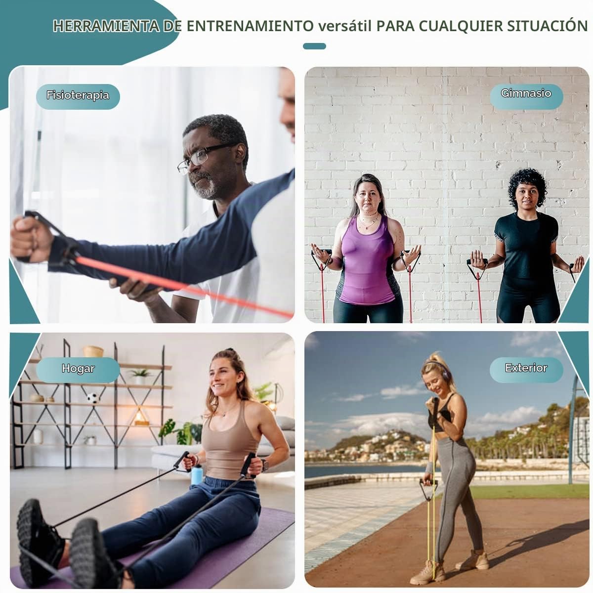 Bandas de Resistencia con Asas, Bandas de Ejercicio con Asas, Ancla...
