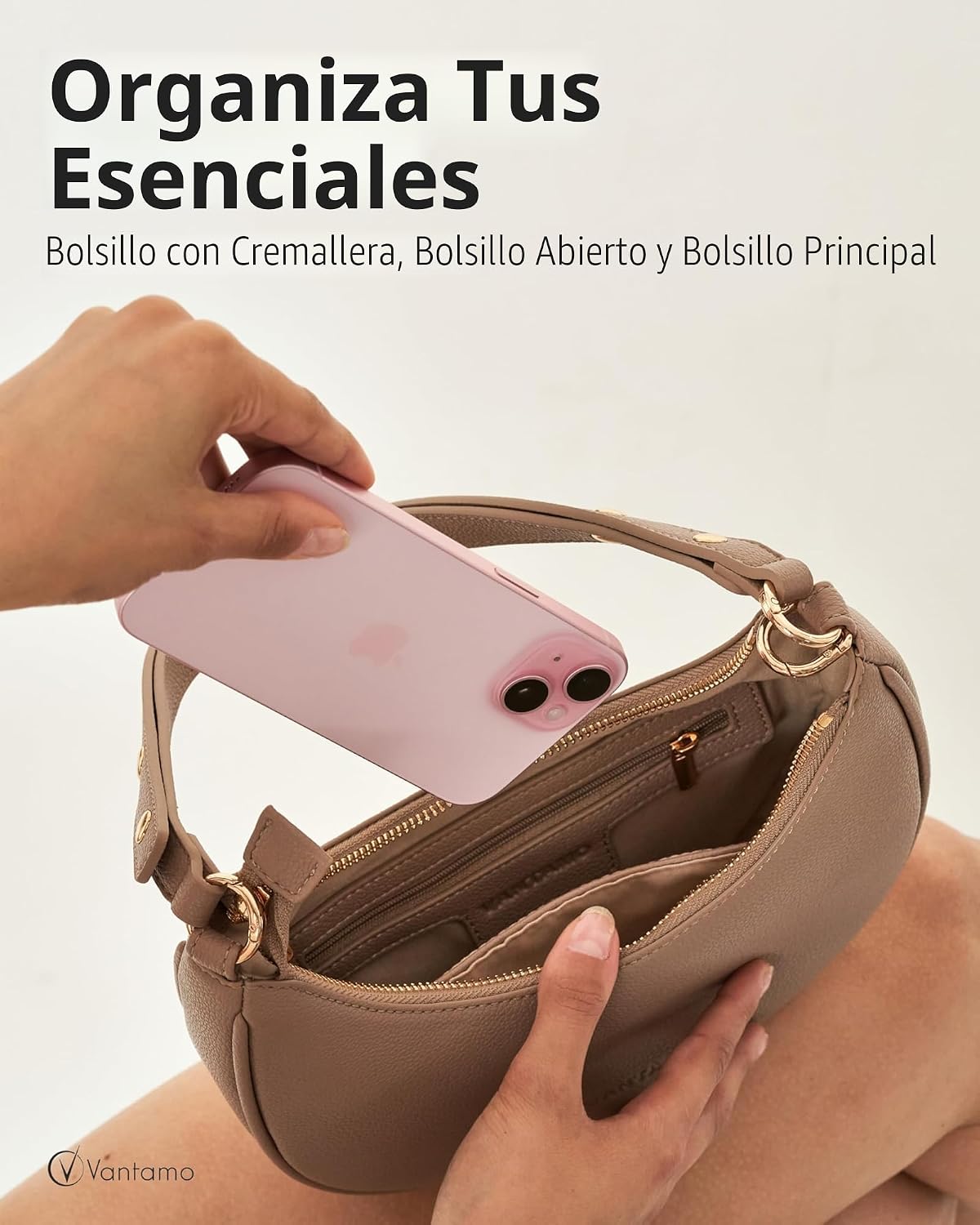 Bolsos Vantamo para mujer con forma de media luna con protección RF...