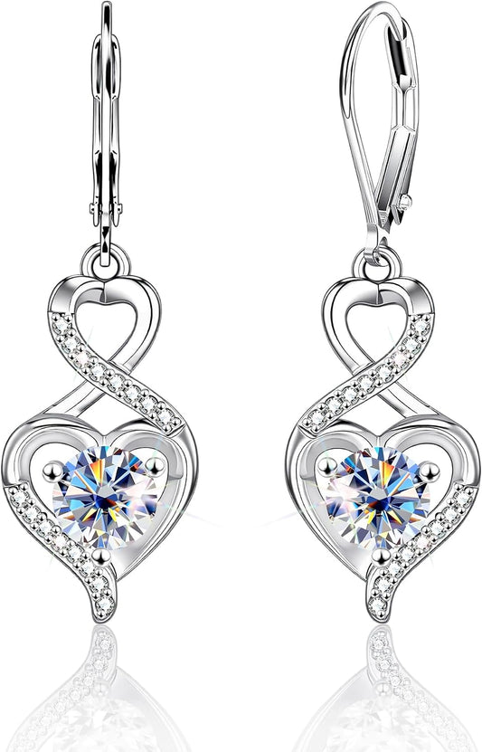 Aretes de moissanita de corazón para mujer, chapados en oro de 14 q...