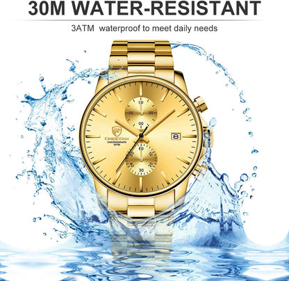 GOLDEN HOUR Fashion Business - Relojes para hombre con cronógrafo,...