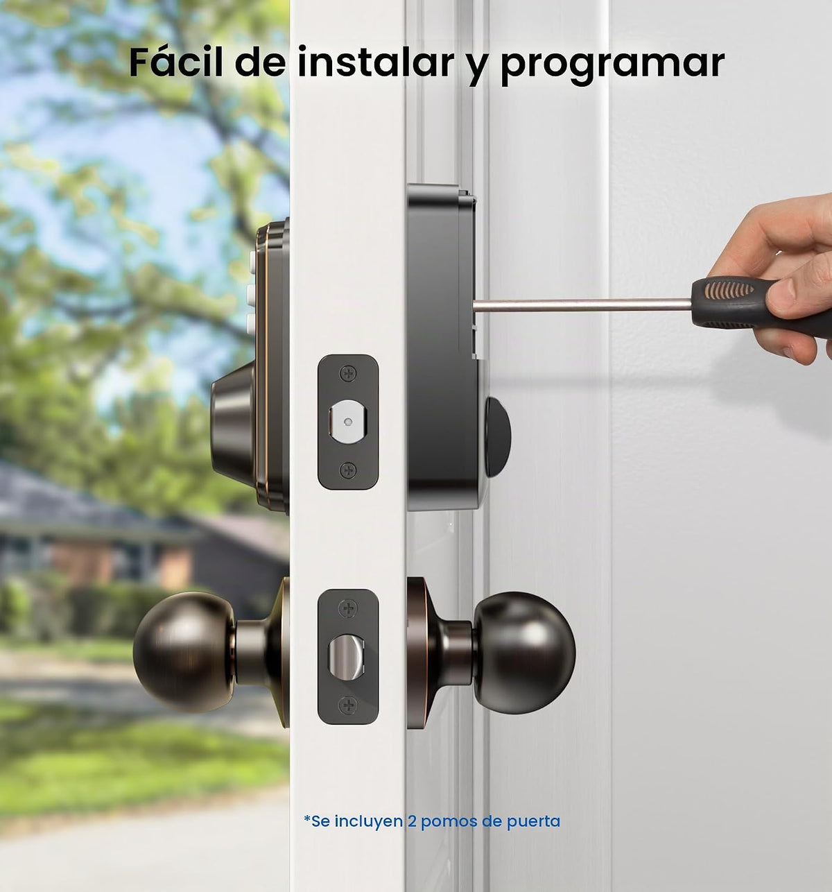 Veise Cerradura de puerta con huellas dactilares con 2 perillas - C...