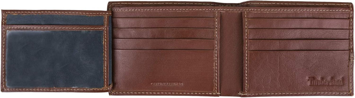 Timberland Billetera plegable de cuero para hombre, color coñac, ta...