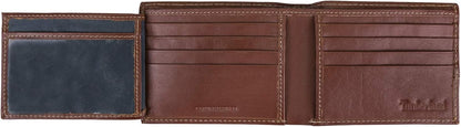 Timberland Billetera plegable de cuero para hombre, color coñac, ta...