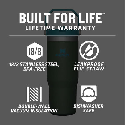 Stanley IceFlow - Vaso de acero inoxidable con popote abatible a pr...