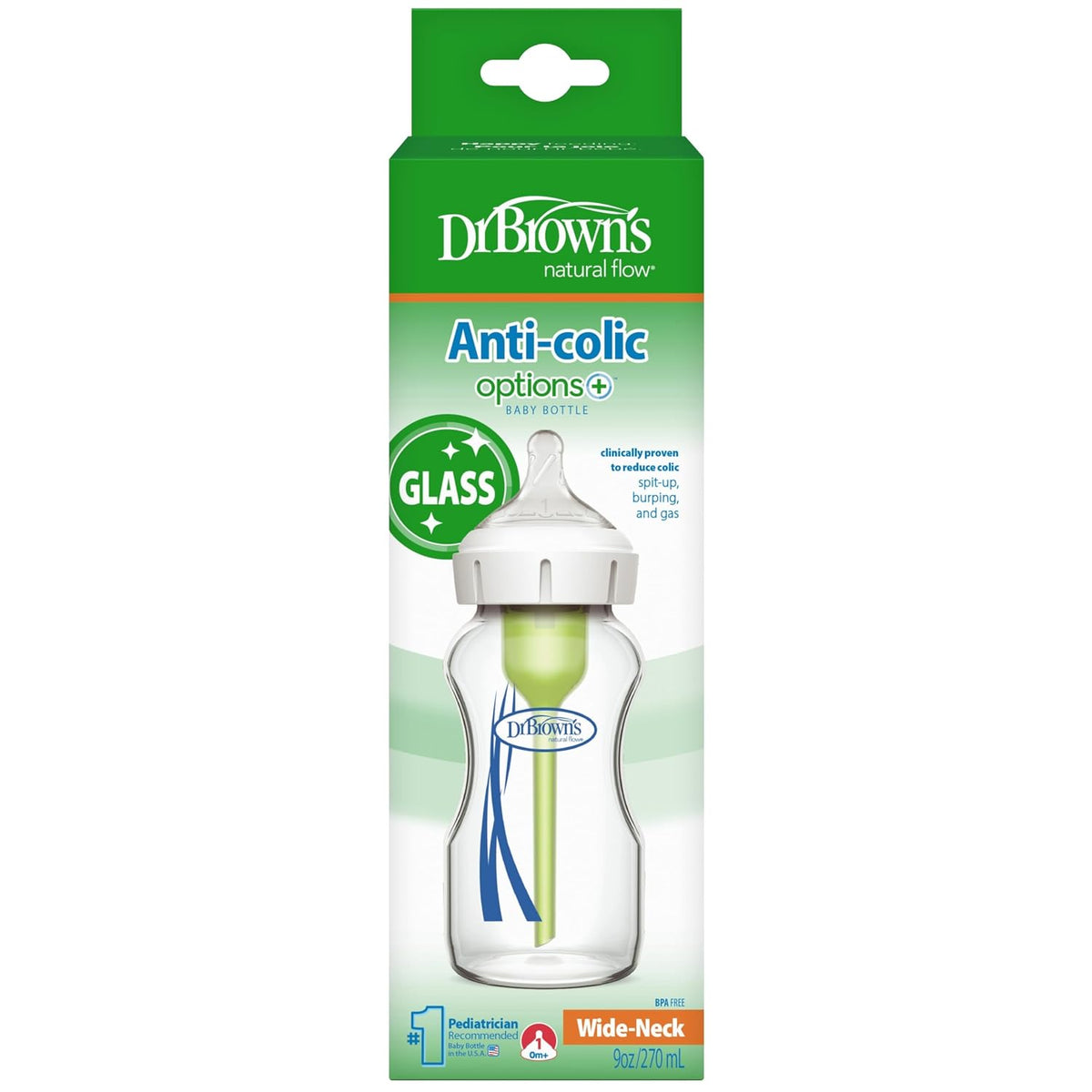 Dr. Brown's Natural Flow Anti-Colic Options+ Biberón de cuello...