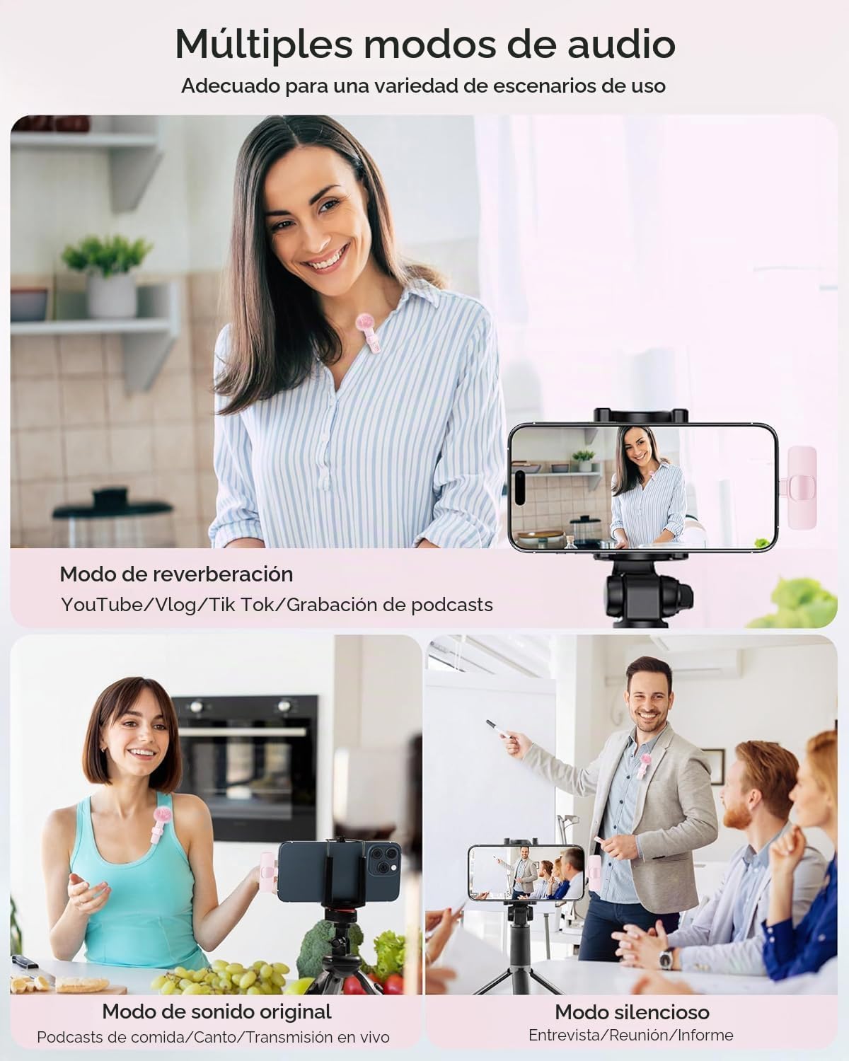 Micrófono de solapa inalámbrico para iPhone, iPad y teléfono Androi...