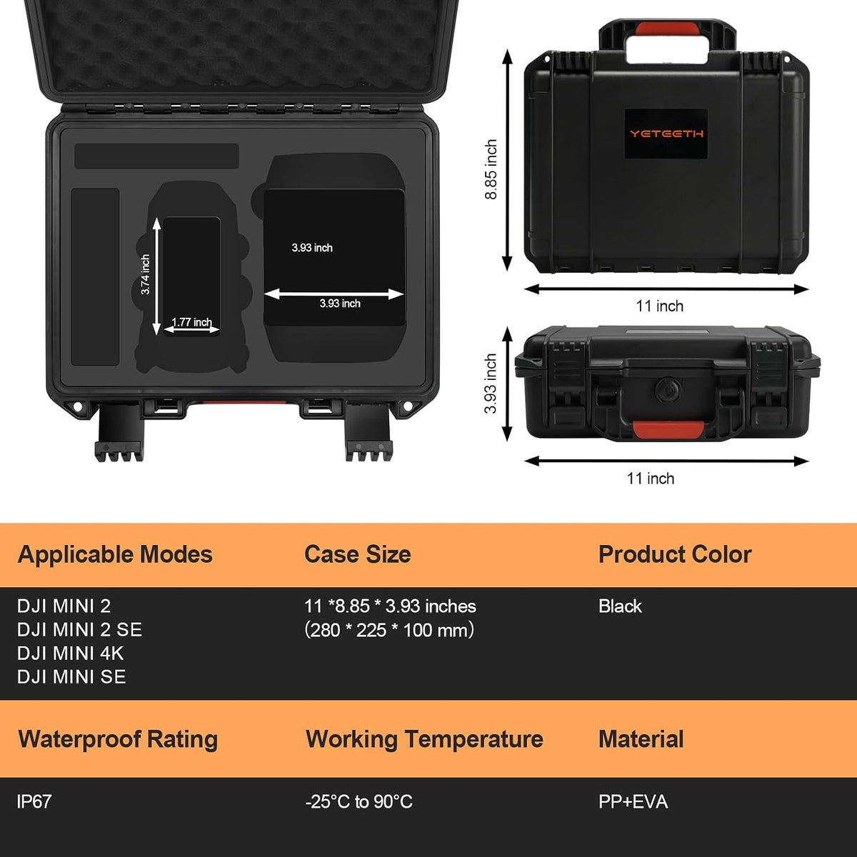 Estuche para Dron DJI Mini 4K: Estuches de Viaje Rígidos Impermeabl...