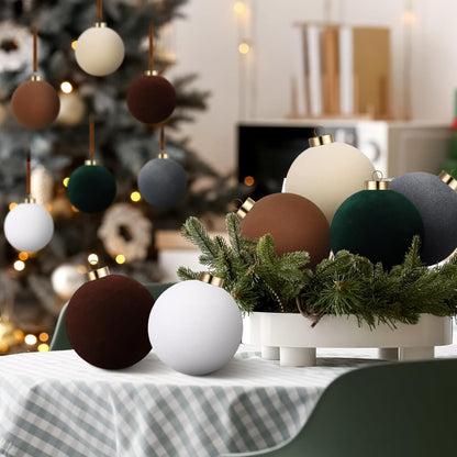6 adornos grandes de terciopelo de Navidad de 4 pulgadas | Bolas co...