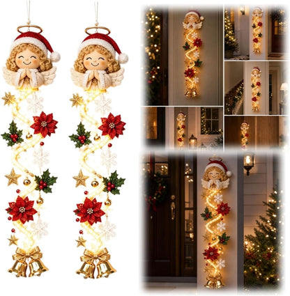 2 colgadores de puerta de Navidad iluminados con muñeco de nieve, l...