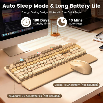 Combo de teclado y mouse inalámbricos con reposamuñecas magnético |...