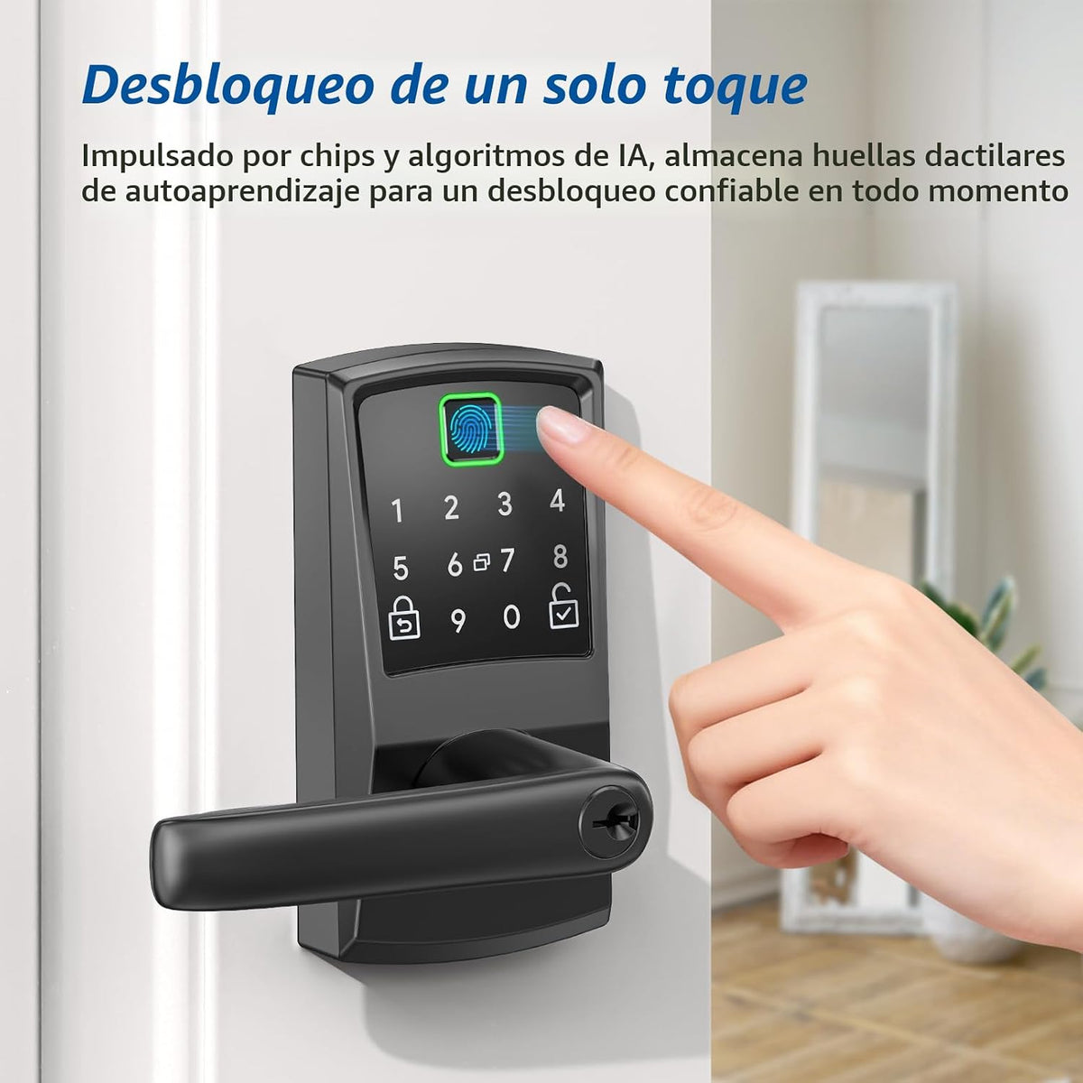 Nyboer - Cerradura de puerta inteligente con teclado con asa, cerra...