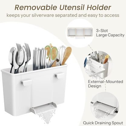 SNTD Escurridor de platos para encimera de cocina pequeña, 11 pulga...