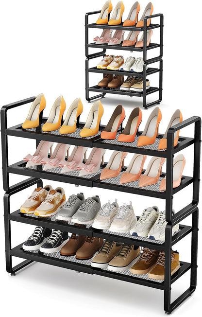 Zapatero de metal expandible para armario, entrada y garaje, 4 nive...