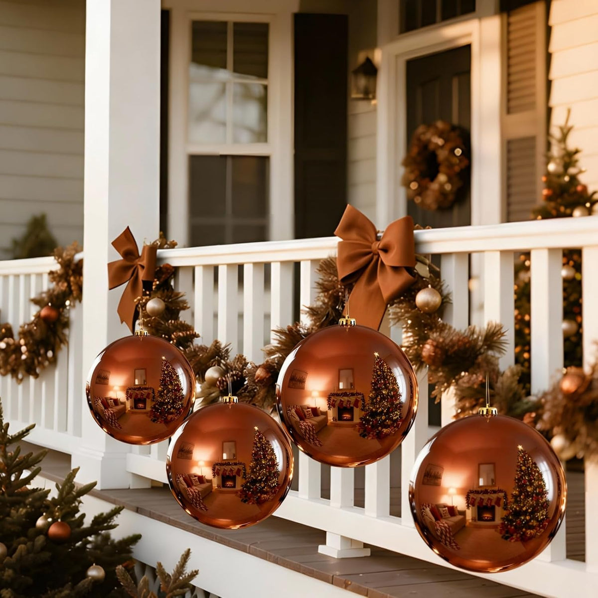 Zubebe 4 piezas Adornos de bola de Navidad extra grandes de 8"...