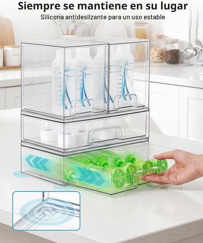 Vtopmart Juego de 8 cajones de almacenamiento apilables transparent...