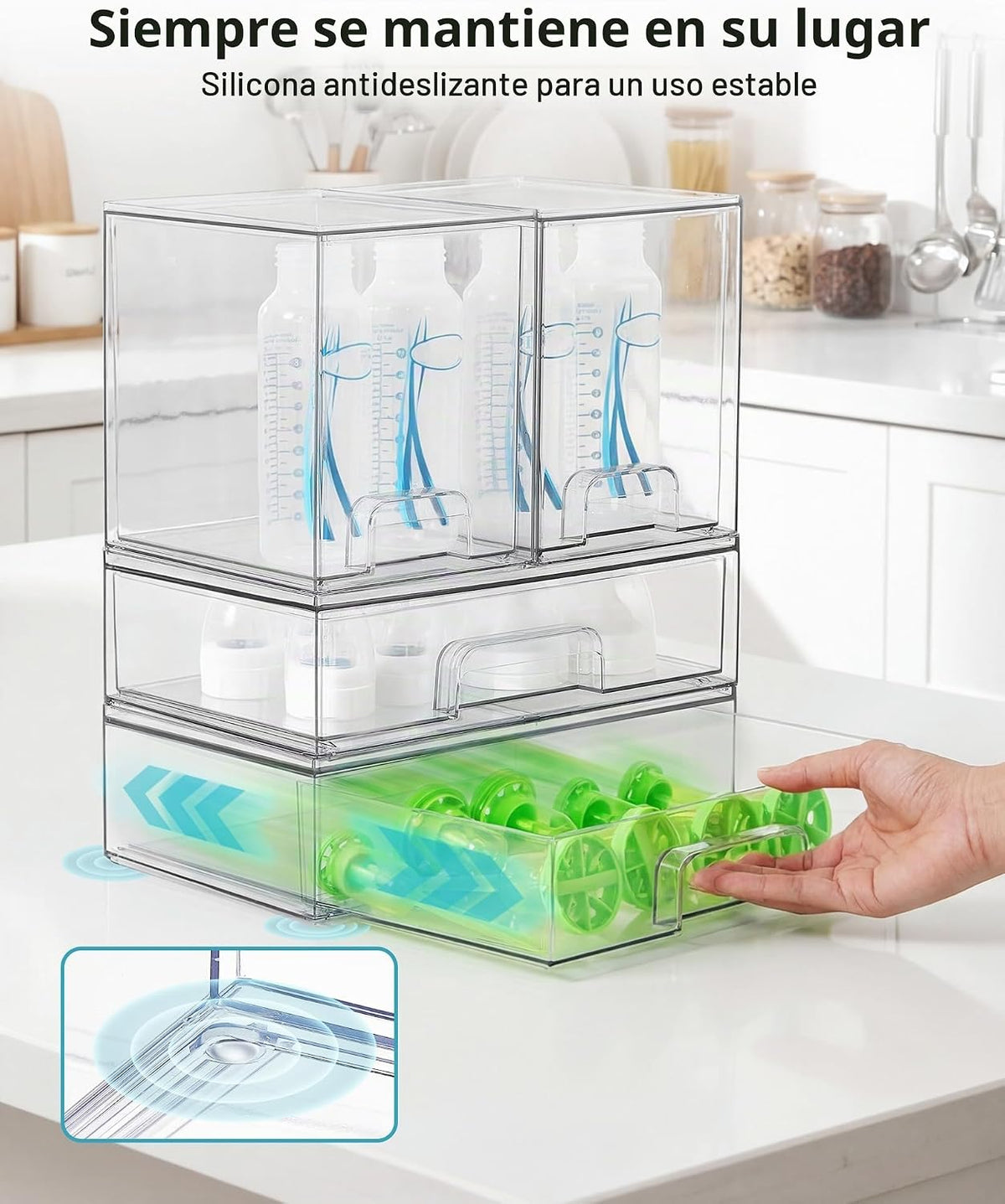 Vtopmart Juego de 4 cajones de almacenamiento apilables transparent...