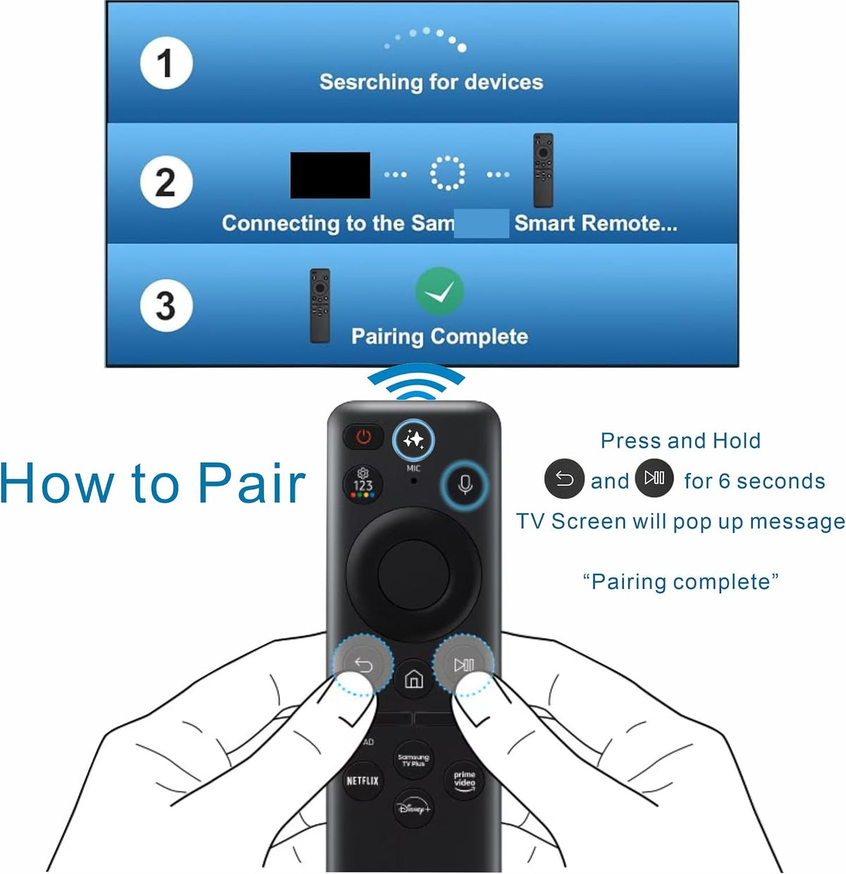 Remoto Solarcell de repuesto para Samsung Smart TV Remote w\/AI You...