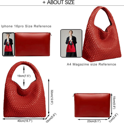 Bolso de mano de mujer con asa superior de cuero vegano tejido a ma...