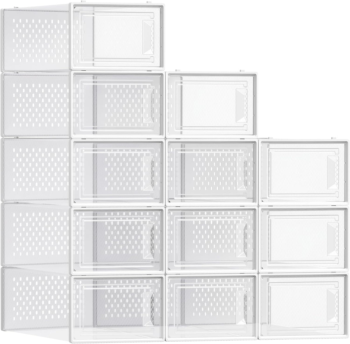 SONGMICS Cajas de zapatos, caja de plástico transparente, paquete d...