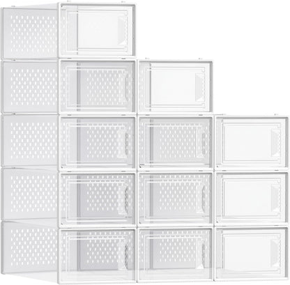 SONGMICS Cajas de zapatos, caja de plástico transparente, paquete d...
