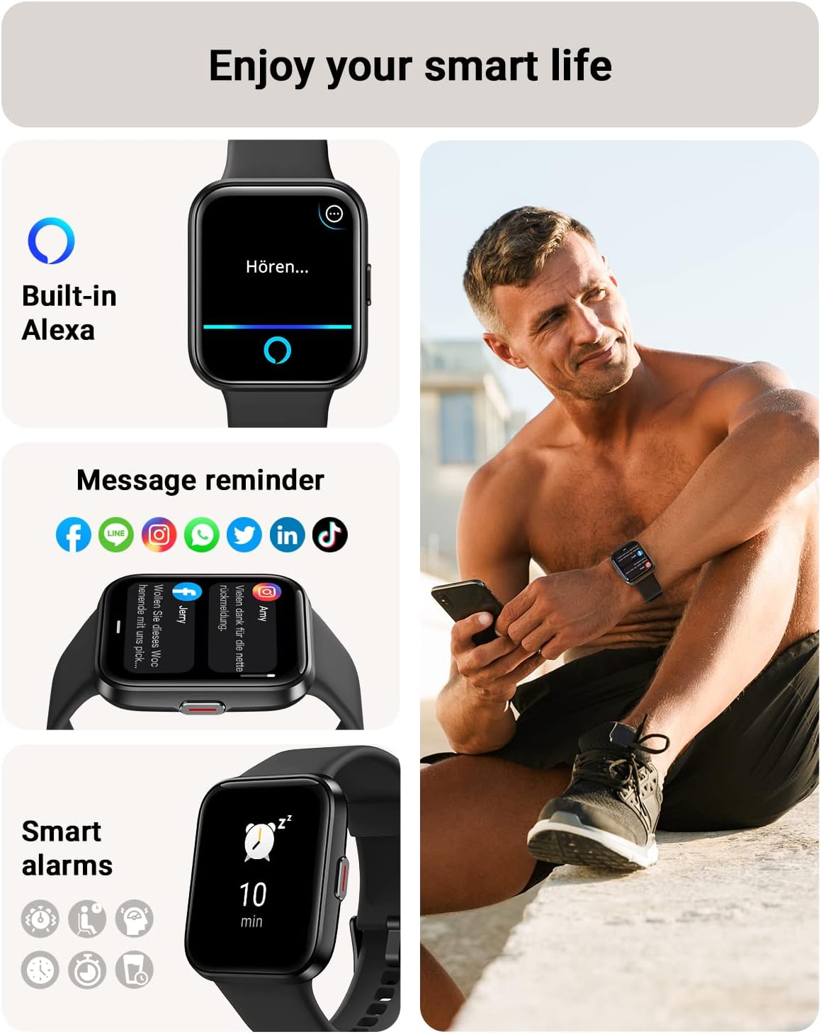 Tensky Reloj inteligente para hombres\/mujeres, Android, iPhone\/Sa...