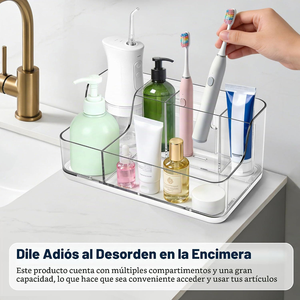 Caja de almacenamiento de cosméticos blanca para tocador y mostrado...