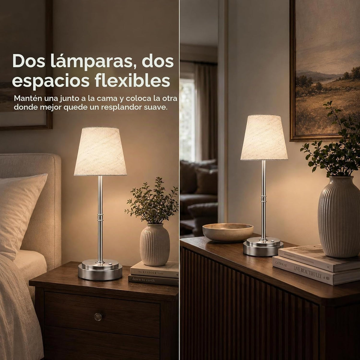 Paquete de 2 lámparas de mesa inalámbricas, lámparas recargables qu...